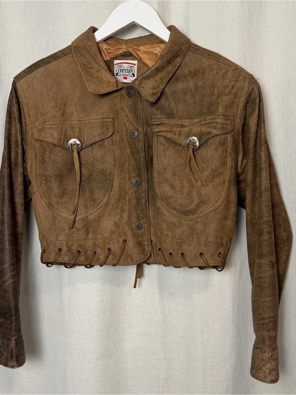 Brown Suede Cropped Leather Jacket